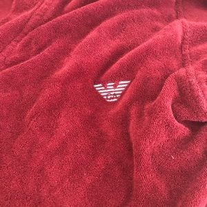 Armani bathrobe red Sz Large very good condition no discoloration holes